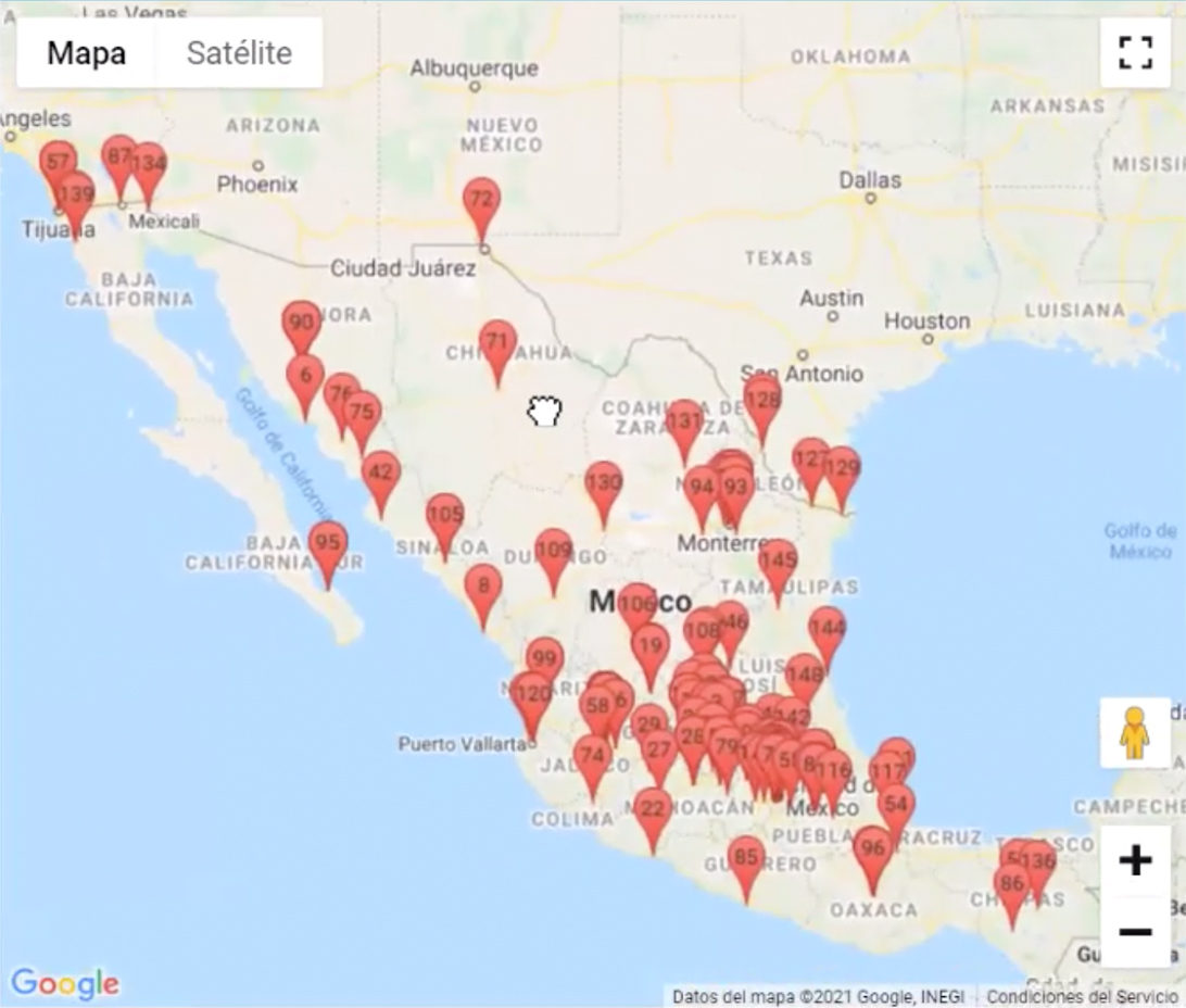 Mapa de distribución